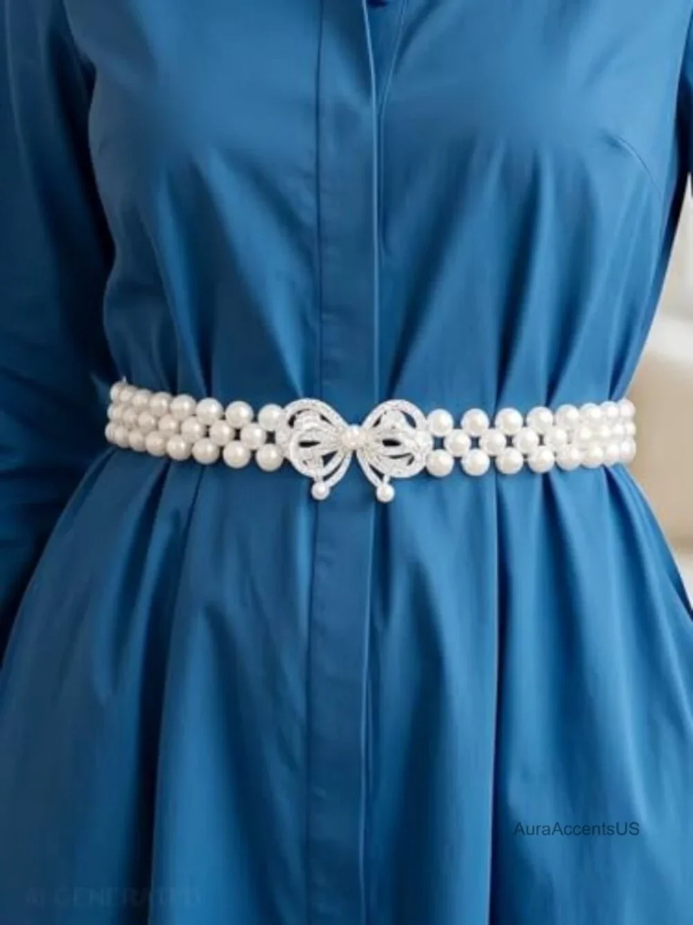 Pearl Bridal Belt Wedding Dress Accessory Elastic Waist Belt Rhinestone